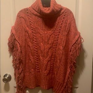 Happy X Nature Poncho Sweater, Marled Salmon, XS/S